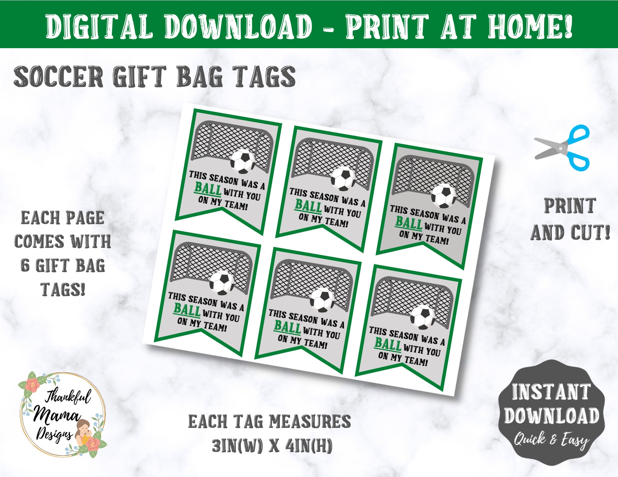Soccer Gift Tags for Teammates Printable Gift Tags for End of Season ...