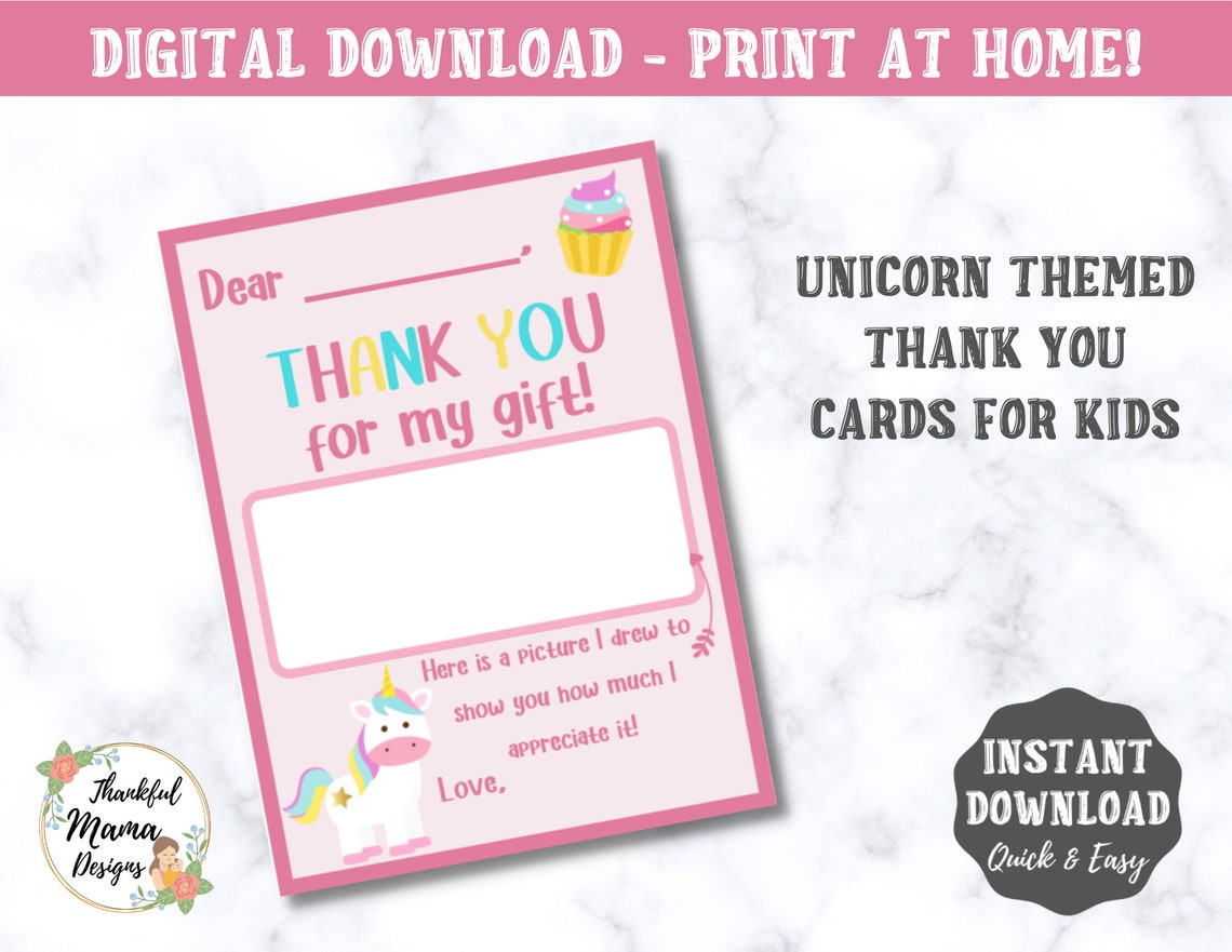 Unicorn Thank You Cards - 4x7 Inches Of 50 Blank Card Notes With Envelopes - Perfect Gift And Greeting Cards For Kids And Birthday Party, Baby Shower, Graduation, Wedding - Pinkish Unicorn - View #9