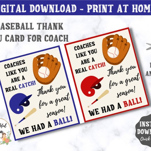 Printable Coach Thank You Card Thank You For All That Etsy