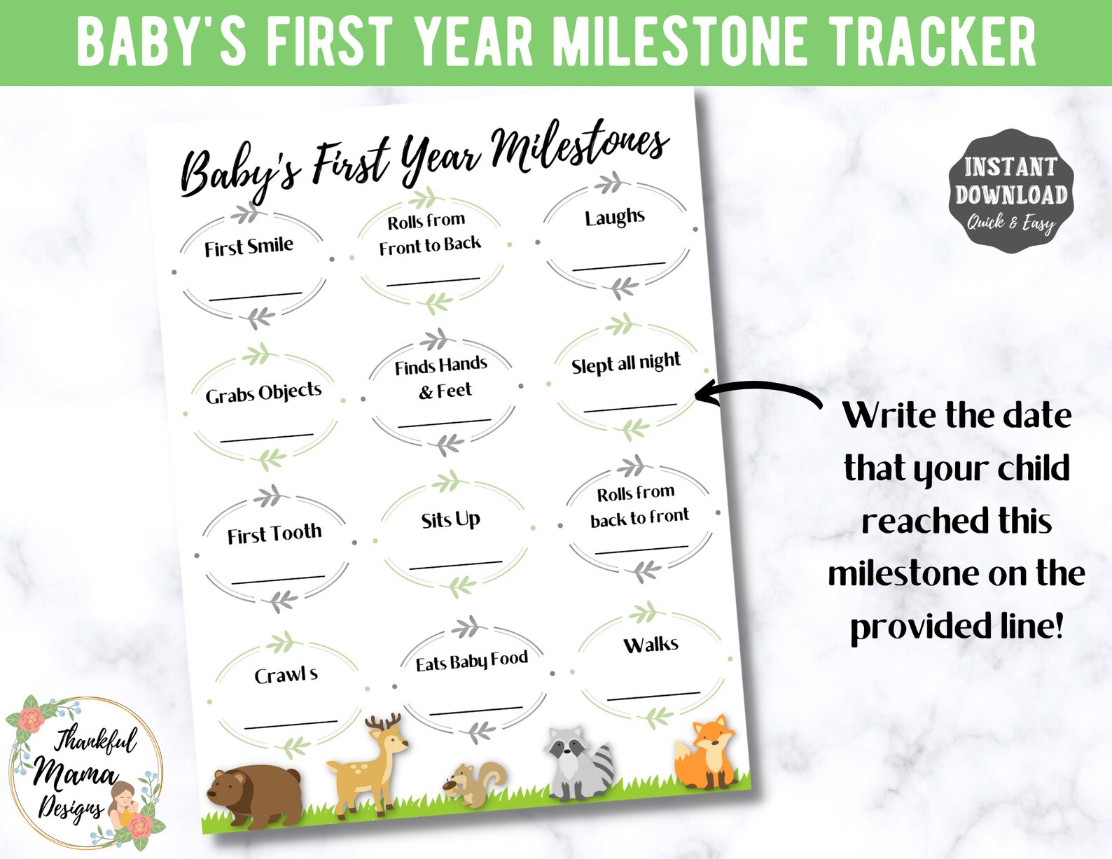 Baby's First Year Milestones Checklist Baby Milestones Etsy