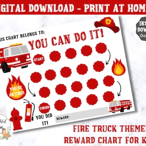 Fire Truck Sticker Reward Chart - Behavior Chart for Toddlers - Reward Chart for Toddlers - Potty Training Reward Chart - Behavior Chart Kid