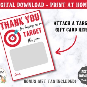 Target Gift Card Holder - Thank You For Keeping Me On TARGET - Printable Thank You Card - Teacher Gift - Target Gift Tags for Teachers