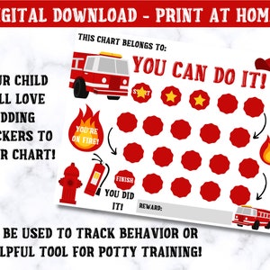 Fire Truck Sticker Reward Chart - Behavior Chart for Toddlers - Reward ...