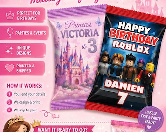 Custom Personalized Chips Bags | Any Theme, Birthday Party Favors (Physical Printed Wrappers)