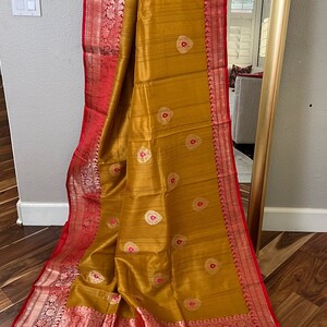 Mustard Banarasi Floral Meenakari Resham Woven Embellished Silk Saree main image 0