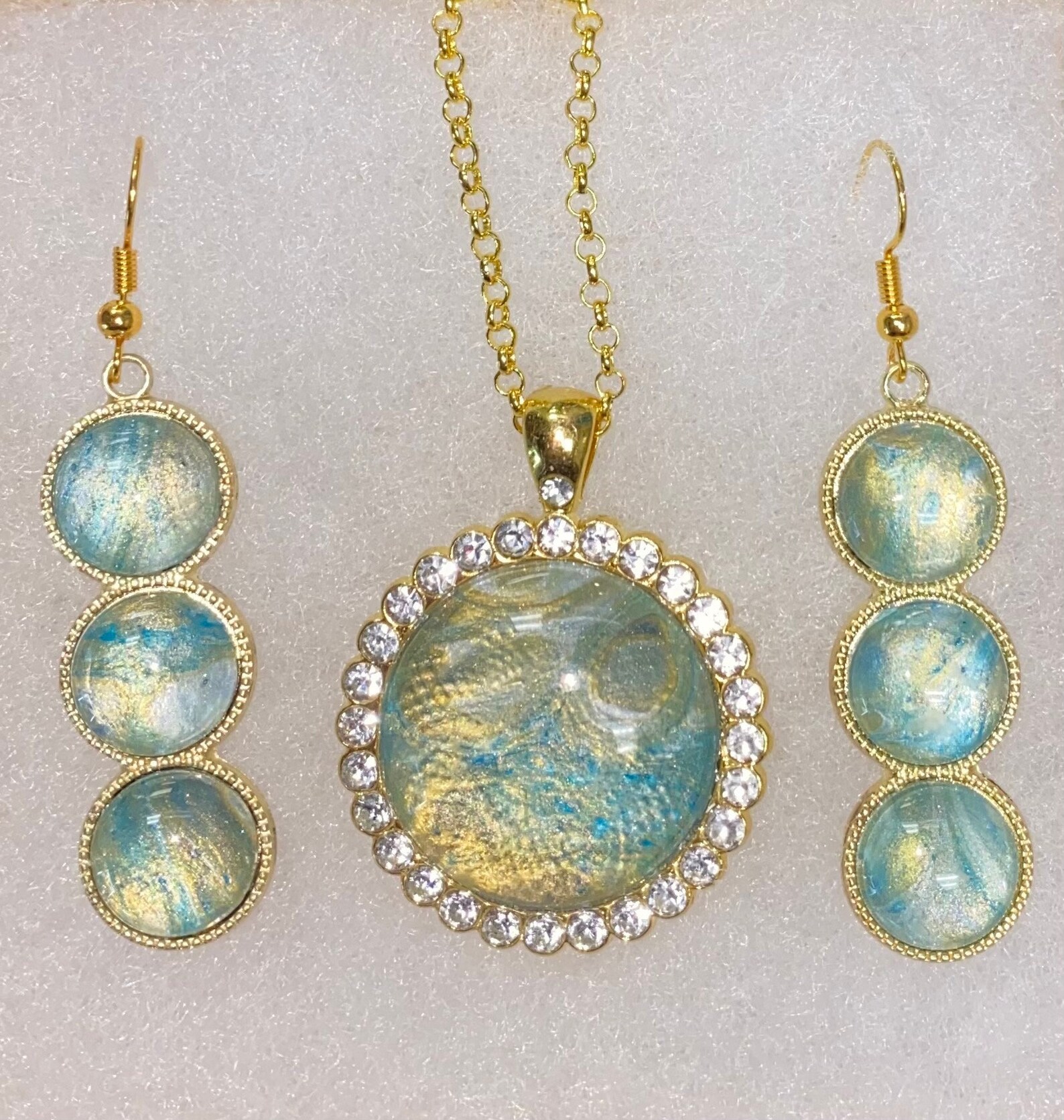 Necklace Earring Fluid Art Jewelry Set - Etsy