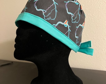 CTO surgical scrub cap, chronic total occlusion pixie scrub cap, coronary artery cath lab cap