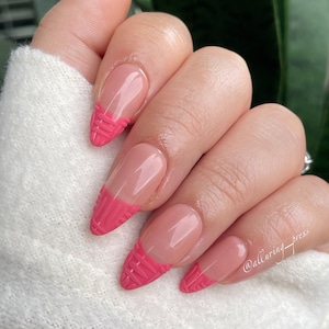 Pink Textured French Nails Press On Nail Set