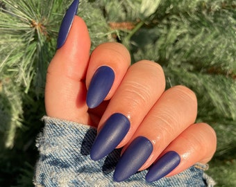 Matte Blue Nails - Etsy Matte Blue Nails - Etsy