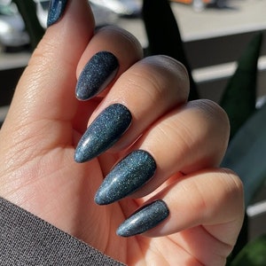 Dark Ocean Blue Green Mermaid Press on Nails