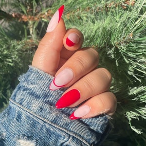 Red French Nails Press On Nail Set