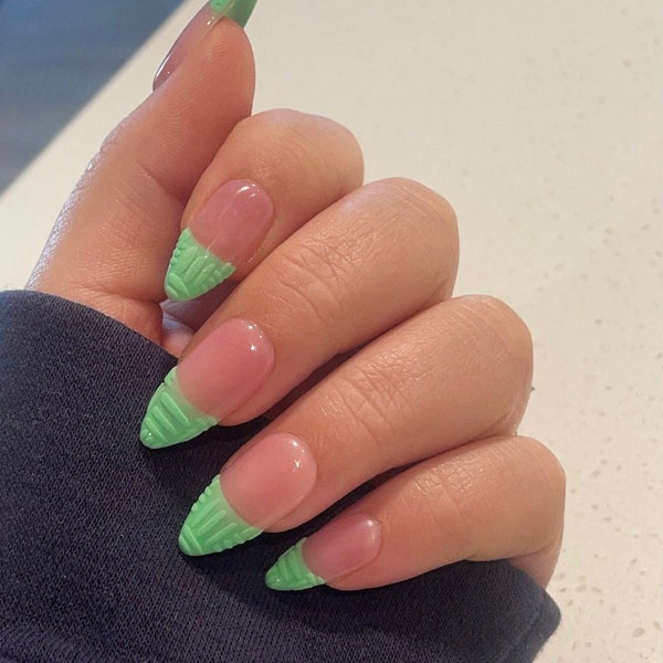 Mint Green Nails Etsy