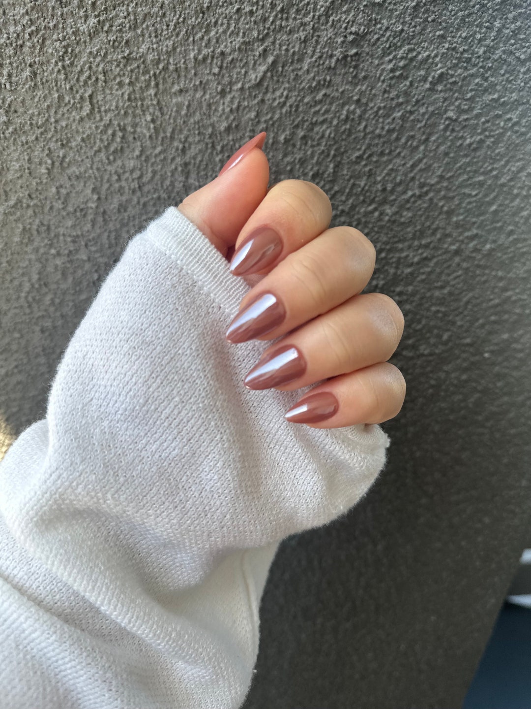 Glazed Donut Brown Glass Nails | Tan Nude Glass Nails | Glazed