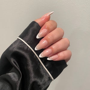 White French tip Nails Press On Nail | French Tip Nails | White Tip Fake Nails | Skinny French | White Double French Tip Press Ons