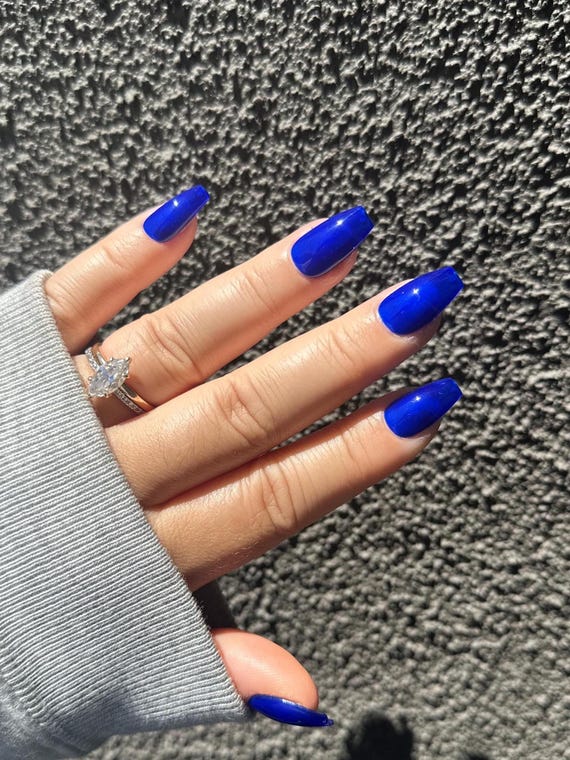 Summer Nails Royal Blue Press on Nail 4th of July Nails Holiday Blue Nails Etsy UK