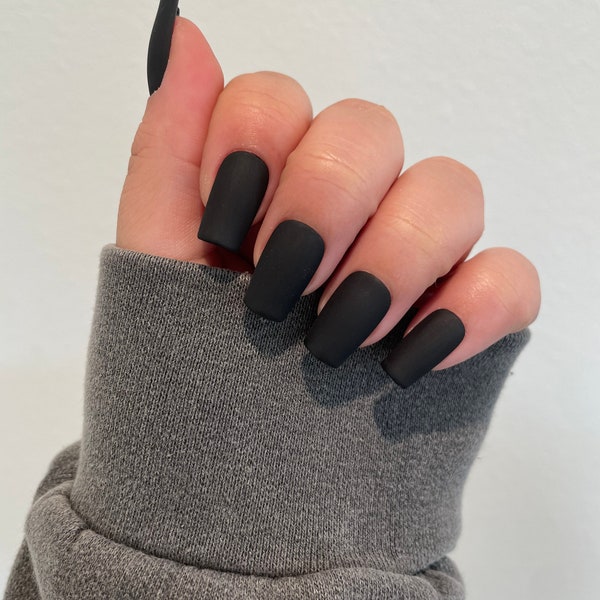 Matte Black Press Ons | Schwarze Nägel | Matte Schwarze Herbst Nägel