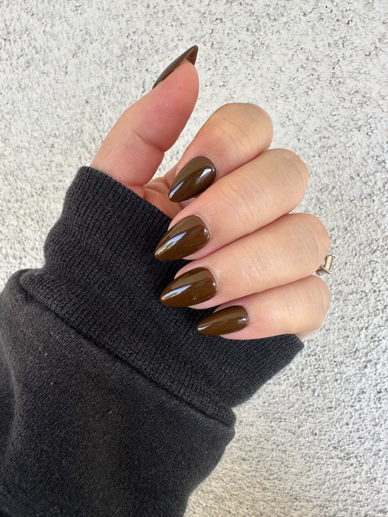 Hazel Brown Fall Color Press On Nails image 4