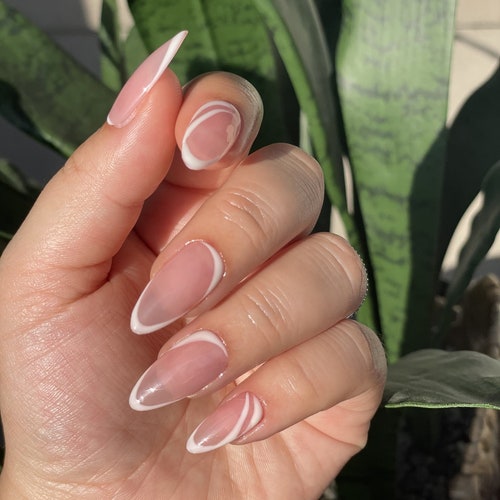 White French Outline Press on Nails French Nails Glue on Etsy