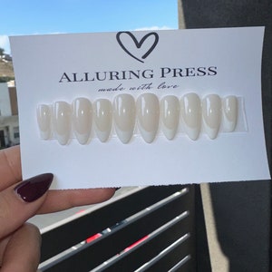 White French Tip with Milky White Base Press On Nail Set