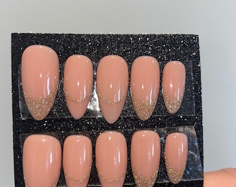 Gold French Tip Press On Nail Set