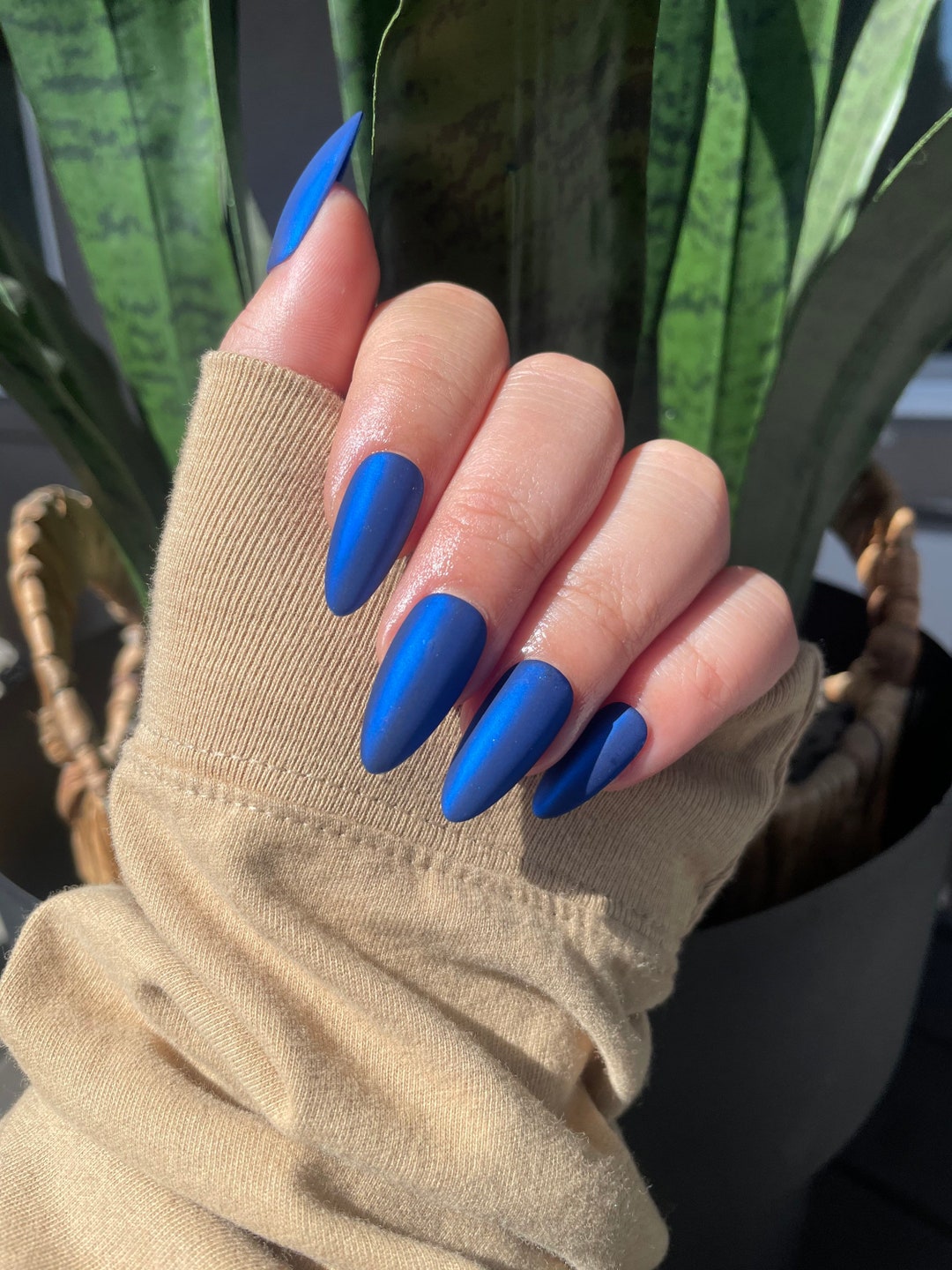 Blue Chrome Press on Nail Set - Etsy