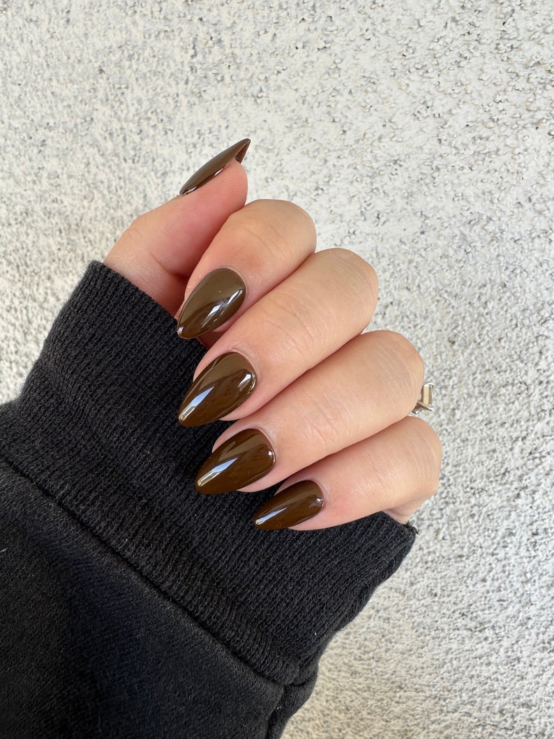 Hazel Brown Fall Color Press On Nails image 2