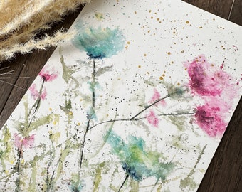 Floral watercolor print, wildflower painting, floral wall art, watercolor art