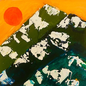 Mountain Landscape Original Painting Art  Impasto Landscape Textured Canvas Small Painting National Park