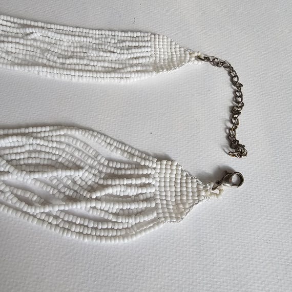 Multi-Strand White Beaded Statement Necklace - image 3