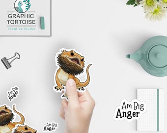 Bearded Dragon Sticker | "Am Big Anger" Funny Reptile Decal | Beardie Lover Gift