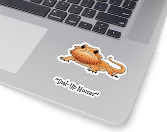 Dial-Up Noises Bearded Dragon Sticker | Funny Cute Reptile Decal for Beardie Owners