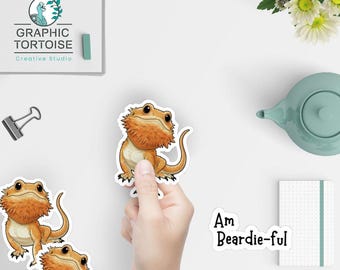 Bearded Dragon Sticker | "Am Beardie-ful" Funny Lizard Decal | Reptile Lover Gift