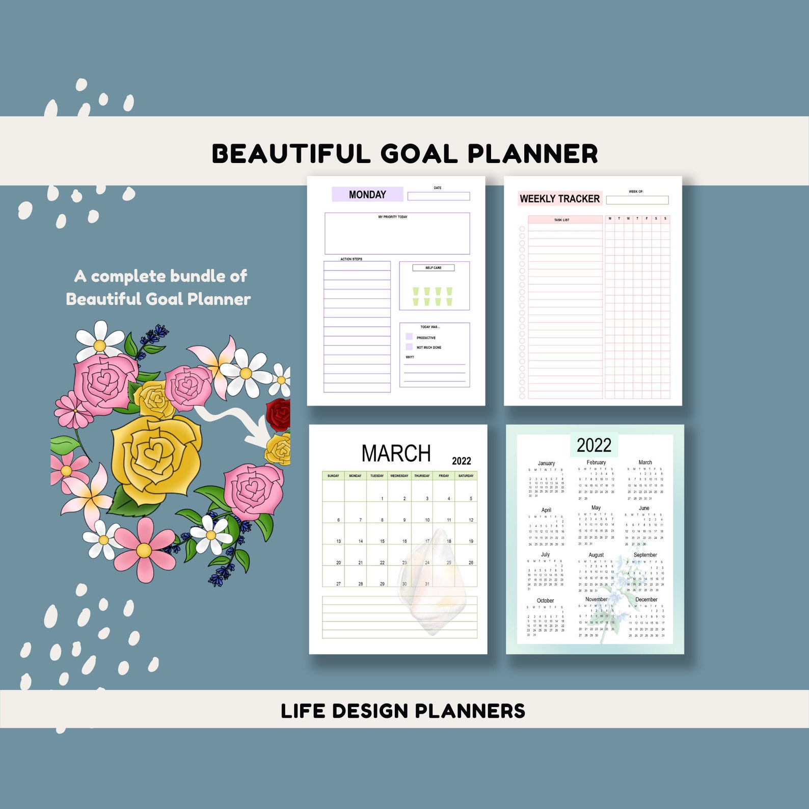 Printable Goal Planner 2022 Goal Planner Digital Planner Etsy