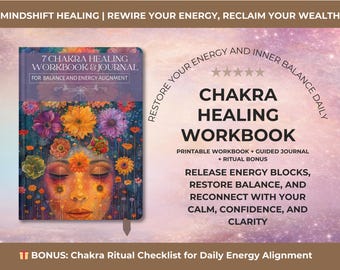 Chakra Healing Workbook Printable, Chakra Journal PDF, Energy Healing Workbook,  Chakra Balancing Worksheets, Bonus Ritual Checklist