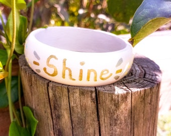 Handpainted Original Wooden Bangle Bracelet, Philippians 2:15, Shine, Stars, Christian Jewelry, Scripture Gift, Faith Gift,Jesus,Bible Verse