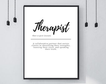 Black & White Printable Wall Art for Therapist Definition Print Therapy Office Wall Art Poster Therapist Wall Decor Therapist Gift