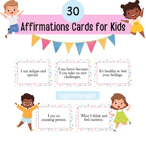 30 Affirmationskarten für Kinder, Schulanfang-Lunchbox-Karten, Kinder-Selbstliebekarten, inspirierende Zitate, gesunde Bewältigungsfähigkeiten für Kinder