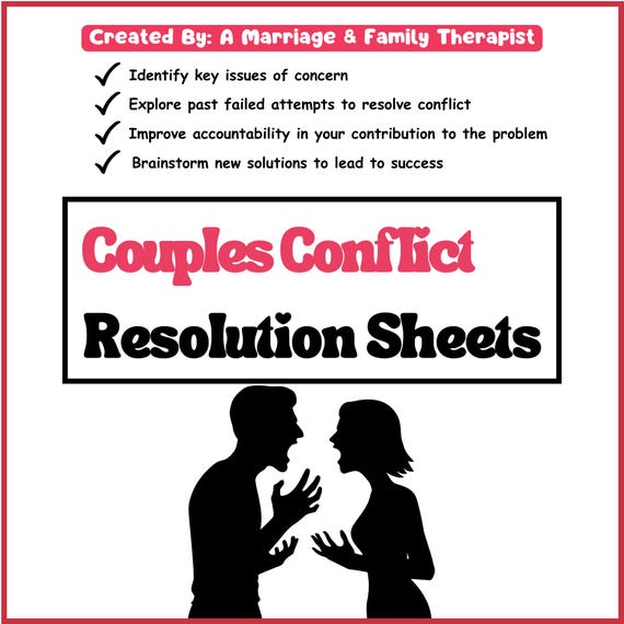 Couples Communication and Conflict Resolution Worksheets | Printable Healthy Relationship Exercises | Strengthen Your Bond & Resolve Issues