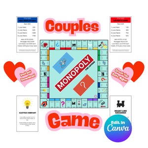 Couples Therapy Game | Relationship-Building Monopoly-Inspired Date Night Activity | Printable Marriage Counseling Tool