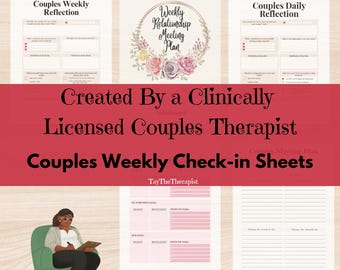 Couples Weekly Relationship Check-in Worksheets | Partner Communication Planning Sheets | Couples Therapy | Marriage Meeting Agenda Template