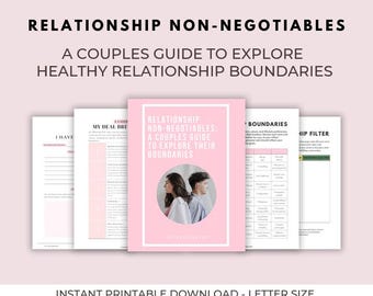 Relationship Boundaries Workbook, Couples Therapy Worksheets, Deal Breakers Template, Dating Non Negotiables, Marriage Communication Guide