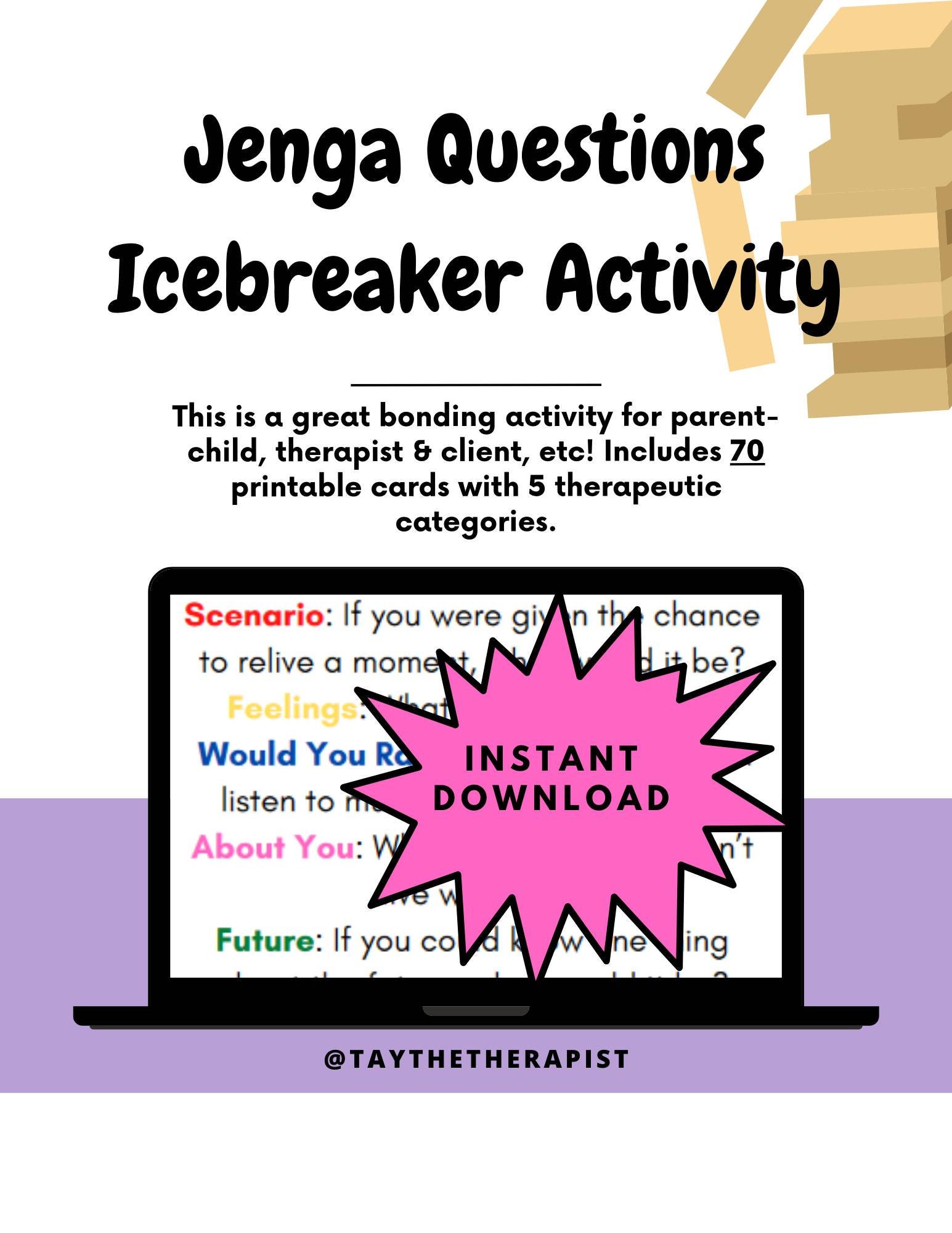 Jenga Game Conversation Starter Cards Icebreaker Game Etsy Canada