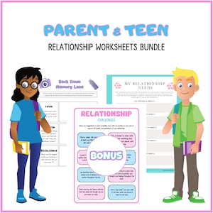 Parenting Teens Relationship Check-in Sheets Bundle, Mental Health Check-in, Therapy Worksheets Tool, Self-Assessment, Parenting Worksheets