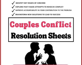 Couples Conflict Resolution Worksheets, Relationship Communication Guide, De-escalation Tools for Partners, Marriage Counseling PDF