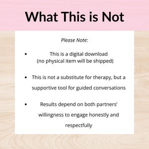 K&ouml;nnte beinhalten: Ein wei&szlig;es rechteckiges Grafikdesign mit dem Titel "What This is Not" in gro&szlig;en schwarzen Buchstaben. Der Text "Please Note:" leitet eine Liste von Aussagen ein, einschlie&szlig;lich eines digitalen Downloads.