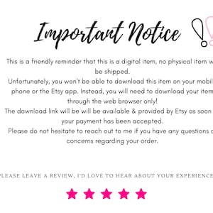 K&ouml;nnte beinhalten: Wei&szlig;er Hintergrund mit schwarzem Text, der &bdquo;Important Notice!!!&ldquo; lautet, sowie Aufz&auml;hlungszeichen mit Informationen zu digitalen Artikeln. Pinke Ausrufezeichen und Sterne sind ebenfalls vorhanden.