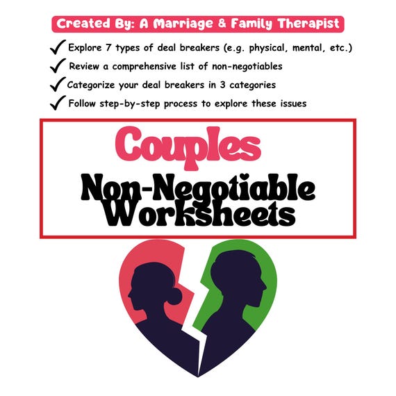 Couples Communication Worksheets: Relationship Non-Negotiables (Digital Download)