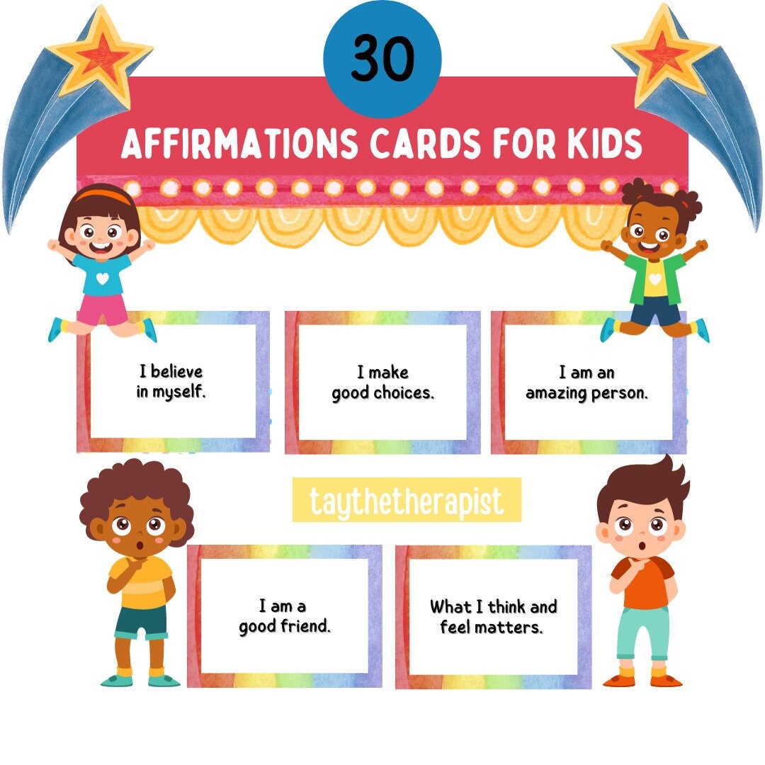 Printable Affirmation Cards for Kids, 30 Children's Inspirational Quote ...
