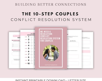 Couples Conflict Resolution Worksheets, Relationship Communication Guide, De-escalation Tools for Partners, Marriage Counseling PDF