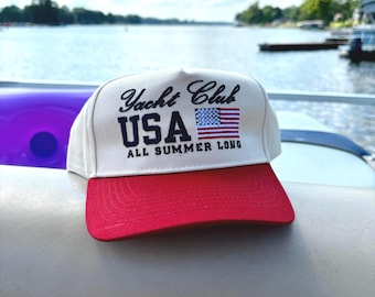 Yacht Club USA Vintage Embroidered Trucker Hat